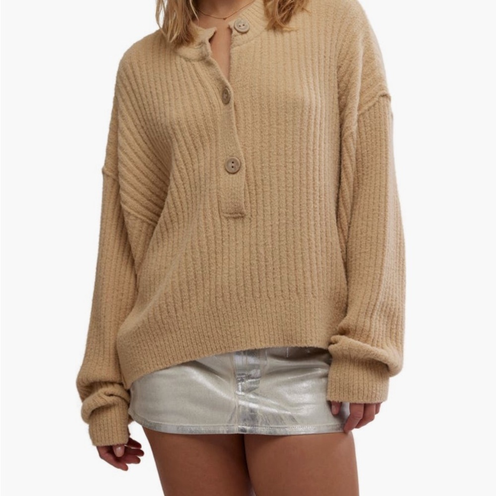 Free People NWT Cocoa Henley Sweater